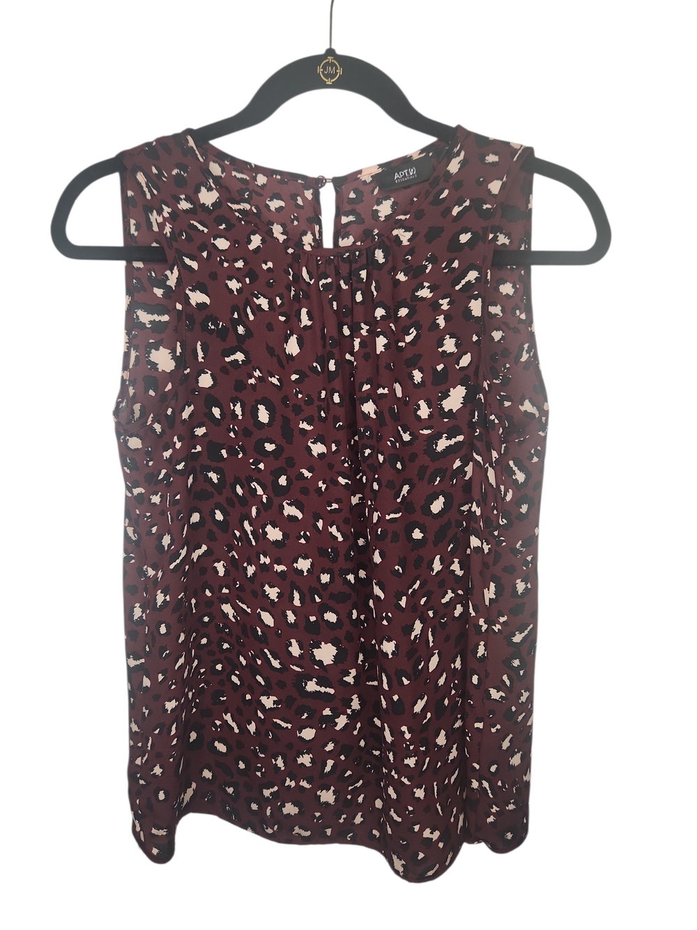 NWOT Apt.9 Sleeveless Burgandy AbstractLeopard Print Crew Neckline Blouse-Size S